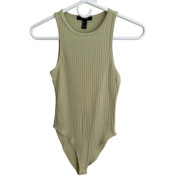 Forever 21 Sleeveless Ribbed Racerback Bodysuit in Green Size Small - Picture 1 of 9